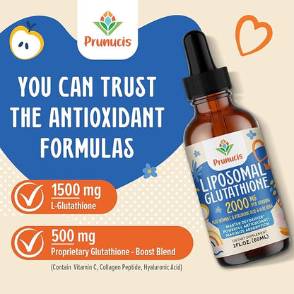2000MG Liposomal Glutathione Liquid, 98% Absorption, Glutathione Liquid Supplement, Active Form L- Glutathione, Powerful Antioxidant Non-GMO for Immune System, Aging Defense, Detox, 16 FL.OZ