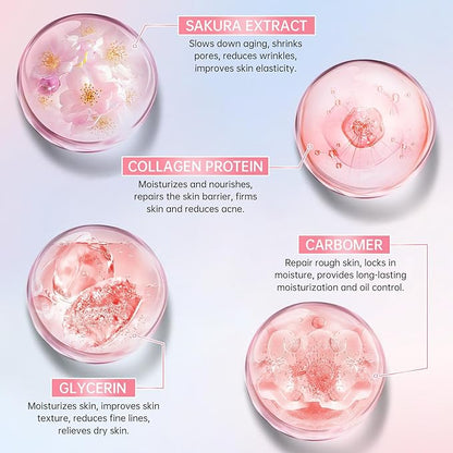 Sakura Skin Care Set for Teen Girls, 10-In-1 Travel Skin Care Kits with Collagen, Hydrates & Soothes, Cherry Blossom Skincare Gift Set for Teens & Women, Moisturize & Repair Skin, Daily Skin Care