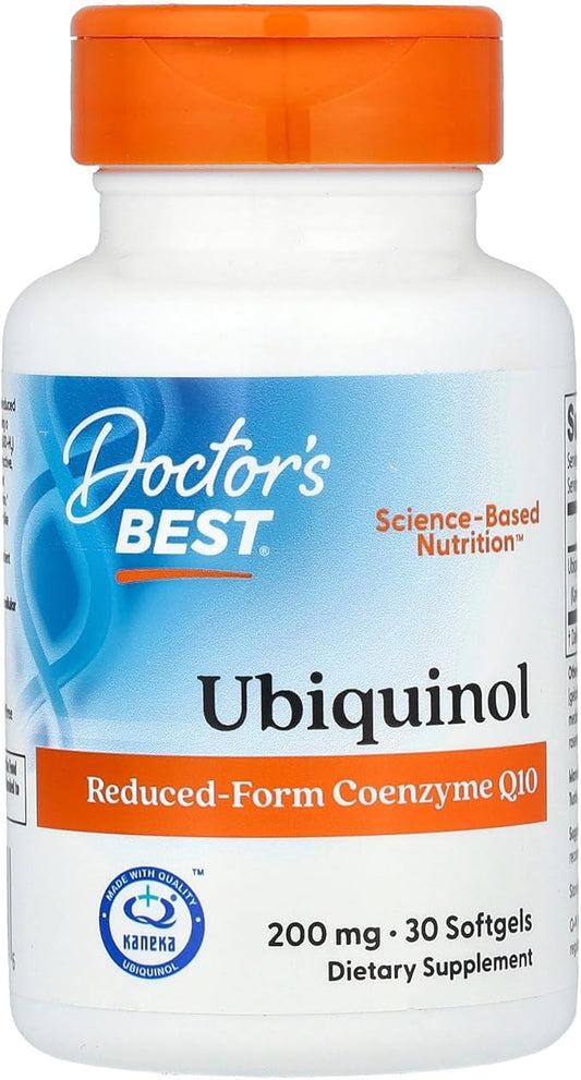 Doctor's Best Ubiquinol Featuring kaneka qh, Non-GMO, Gluten Free, Soy Free, Heart Health, 200 Mg, 30 Softgels