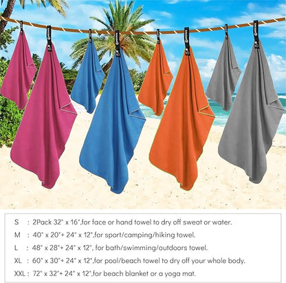 HOEAAS 2 Pack Microfiber Camping Towels