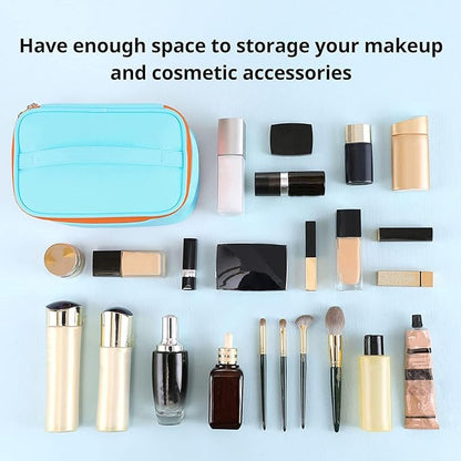 KITENROM Portable Makeup Bag Cosmetic Bags for Women Medium Pouch Case Purse Make Up Organization Waterproof (Blue)
