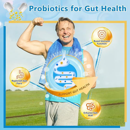 NATURE TARGET Probiotics for Men Digestive Health with Enzymes & Prebiotics, 100 Billion CFUs, Men's Probiotics with Saw Palmetto & Cranberry for Prostate & Urinary Tract Health, 90 Veggie Capsules