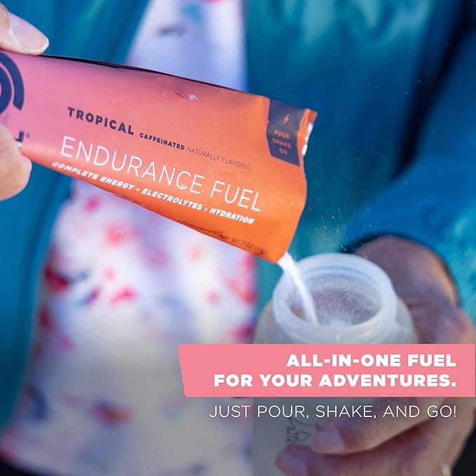 Tailwind Nutrition Endurance Fuel, Electrolyte & Hydration Sports Drink Mix Powder with Caffeine, Gluten-Free, Vegan, Tropical Buzz, 50 Servings (Caffeinated)