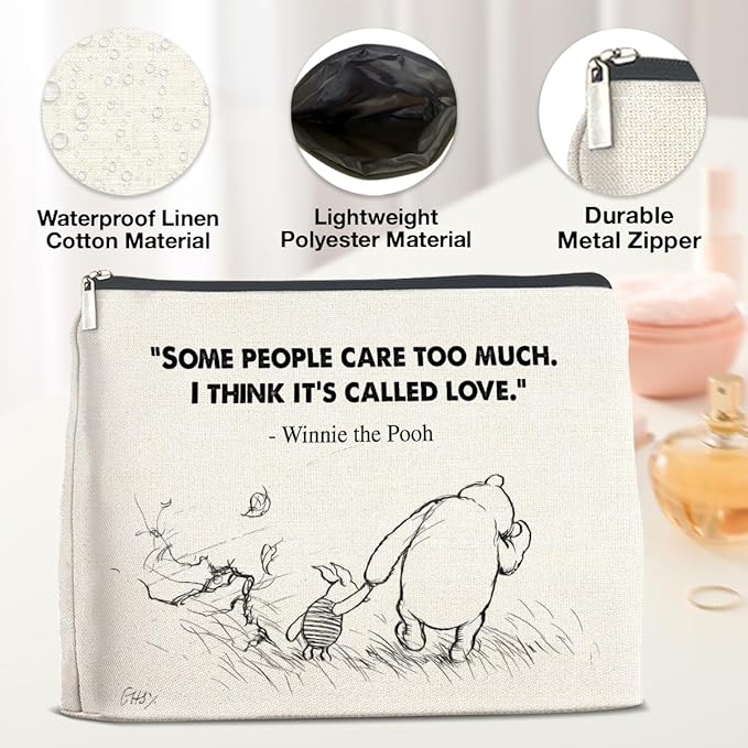 YeleY Winnie the Pooh Gifts for Women Girls Inspirational Gift Winnie the Pooh Makeup Bag for Girls Women Friends Pooh Bear Cosmetic Bag Friendship Makeup Zipper Pouch