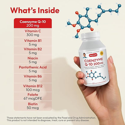 Andrew Lessman Coenzyme Q-10 200 mg 240 Capsules – Essential for Energy Production and Optimum Key Organ Function, Anti-Oxidant Support, Depleted by Aging, Plus B-Complex. Easy to Swallow Capsules