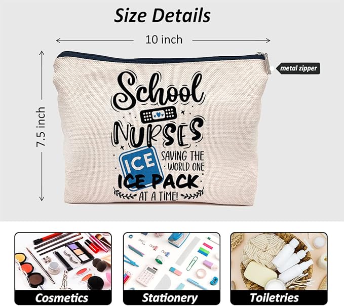IWXYI School Nurse Makeup Bag - Zipper Pouch Travel Toiletry Gift