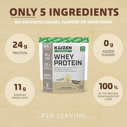 Whey Protein. Grass-fed Whey, Lactose Free, Gluten Free, Non-GMO, No Artificial Ingredients, 5.7g BCAA, 2.7g Leucine, EAA 11.9, Locally Sourced/Minimal Ingredients, 22 Servings, 1.5lb