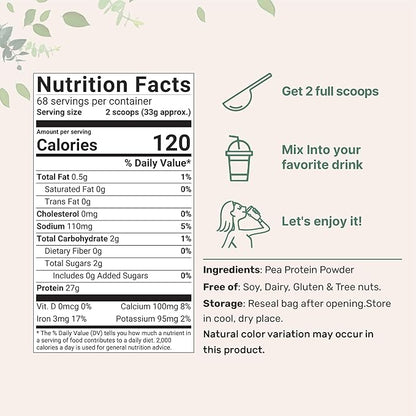 Micro Ingredients North American Grown, Pea Protein Powder, 5 Pounds | Plant Based, Unflavored | Complete Vegan Protein Source – 27g Serving | Rich in BCAAs & EAAs | Non-GMO, Keto Friendly