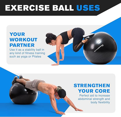 Exercise Ball – Extra Thick Eco-Friendly & Anti-Burst 2200lbs, Stability