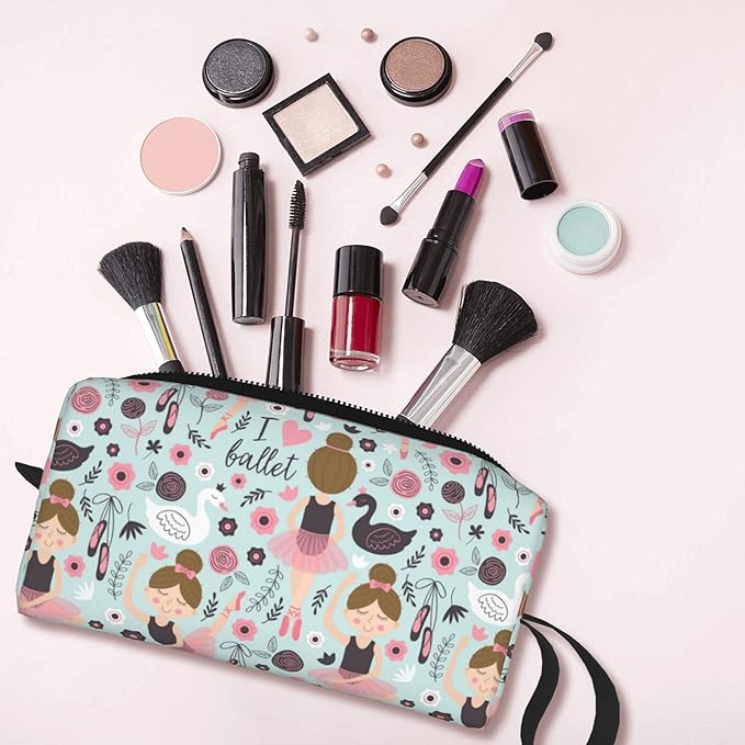 YISHOW Adorable Ballet dancer Makeup Bag Adorable Travel Cosmetic Toiletry Organizer Case for Women