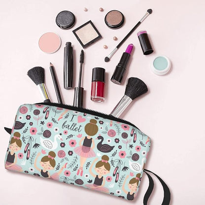 YISHOW Adorable Ballet dancer Makeup Bag Adorable Travel Cosmetic Toiletry Organizer Case for Women