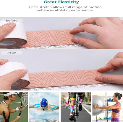 Kinesiology Tape Precut - 40Strips [10in x 2in]| Pro Elastic Athletic Tape, Cotton Waterproof Hypoallergenic Sports Tape for Joints Support & Muscle Pain Relief,Perfect for Any Activity(Blue,)