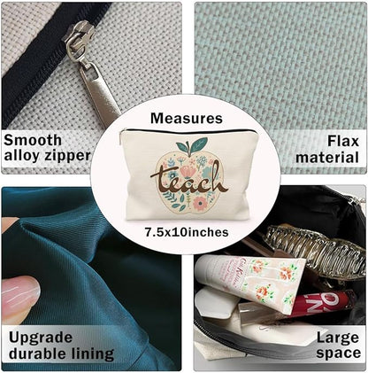Teacher Makeup Bag - Cosmetic Bag for Women, Best Teacher Gifts for Christmas & Appreciation, Zipper Pouch