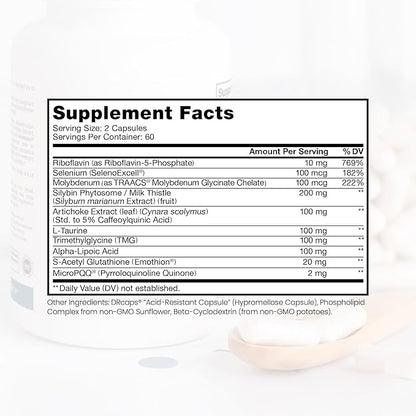 Pure Therapro Rx Liposomal Liver Detox + 120 Acid-Resistant VCaps | Soy-Free Liposomal Format Containing Methylation Nutrient Cofactors | Supports Liver Detox and Cleansing | Vegan