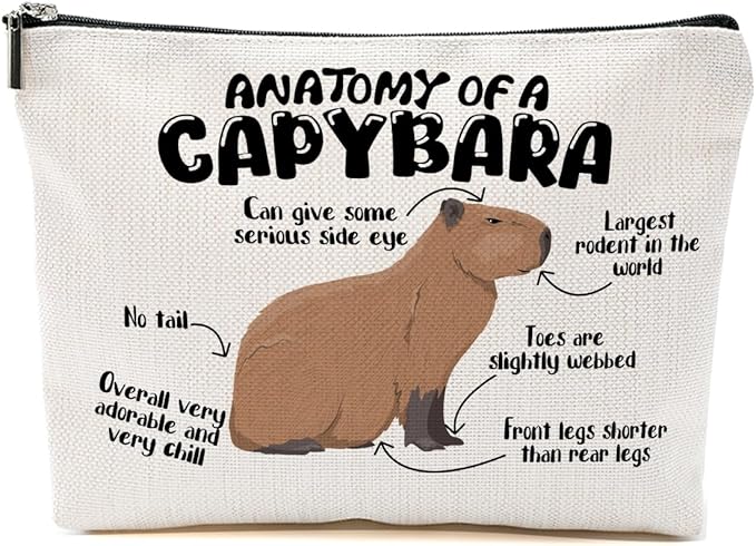 Funny Capybara Makeup Bag, Capybara Gifts for Women, Capybara Lovers Cosmetic Bag Travel Organizer Bags Makeup Pouch, Capybara Stuff Animal Lovers Gifts for Girls Wife Christmas birthday Gifts