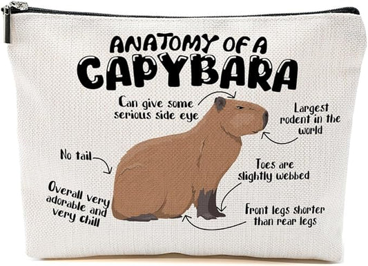 Funny Capybara Makeup Bag, Capybara Gifts for Women, Capybara Lovers Cosmetic Bag Travel Organizer Bags Makeup Pouch, Capybara Stuff Animal Lovers Gifts for Girls Wife Christmas birthday Gifts