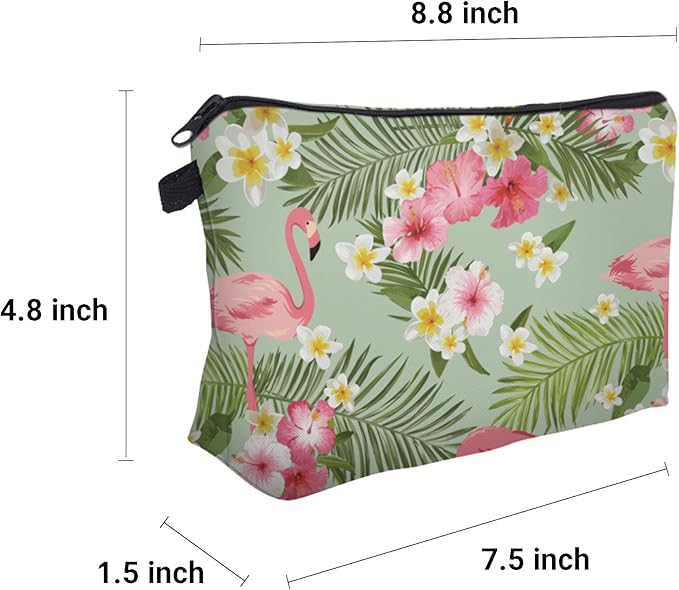 Cute Travel Makeup Bag Cosmetic Bag Small Pouch Gift for Women (Tropical Flamingo)