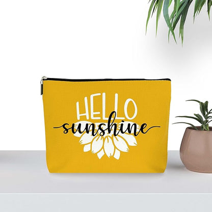Boho Sunshine Inspirational Makeup Bag - Cute Yellow Accessory, Ideal Return Gift for Women