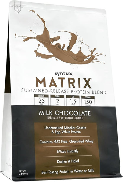 Syntrax Nutrition Matrix Protein Powder, Sustained-Release Protein Blend, Milk Chocolate, 2 lbs
