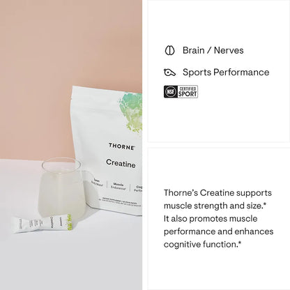 THORNE Creatine - Micronized Creatine Monohydrate Powder, Amino Acid Support for Muscles, Cellular Energy & Cognitive Function* - Unflavored - NSF Certified for Sport - 5 g per Serving - 30 Servings