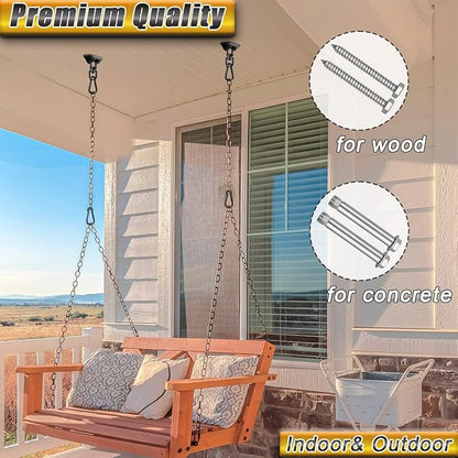 Hammock Hanging Kit, Hanging Chair Hardware 360° Swivel 1200 lb Capacity, Porch Swing Mounting Hardware, Hammock Chair Hanging Kit for Boxing Bag, Tree Gym (Black)