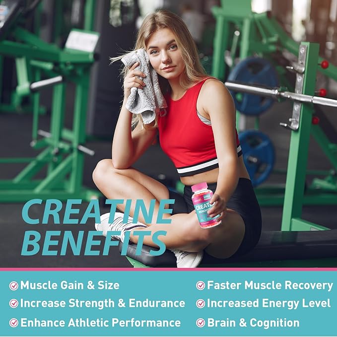 Creatine Monohydrate Gummies, Creatine for Women, Creatine Pre Workout Chewables Supplement 5000mg with Taurine & B6 - for Muscle, Recovery, Strength, Energy & Endurance and Performance - 600 Counts