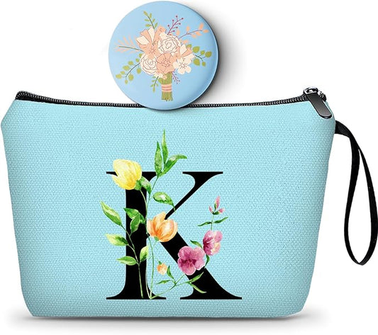 SEAMOON Birthday Thank You Appreciation Monogrammed Gifts for Mom Aunt Teacher Sister Friend Coworkers Bride Bridesmaid Makeup Cosmetic Bag with Mirror Mothers Day Christmas Graduation K