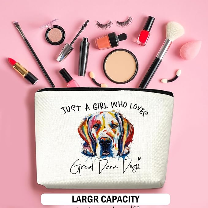Great Dane Gifts Makeup Bag Great Dane Dog Lovers Cosmetic Bag Travel Organizer Bags Makeup Pouch, Christmas Birthday Friendship Animal Lovers Gifts for Women Girls Sisters