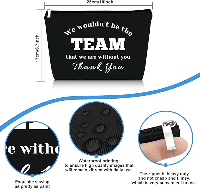 Team Leader Coach Thank You Makeup Bag for Women Boss Appreciation Cosmetic Bag Colleague Coworker Leaving Basketball Soccer Coach Employee Birthday Thanksgiving Gift