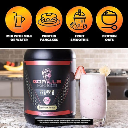 Gorilla Mode Premium Whey Protein - Birthday Cake / 25 Grams of Whey Protein Isolate & Concentrate/Recover and Build Muscle (30 Servings)