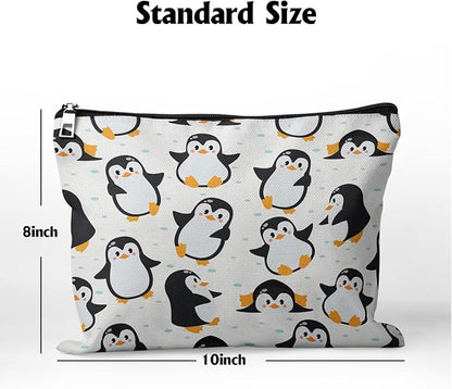 Cafl Cute Penguins Makeup Bag Penguin Cosmetic Bag for Women Large Capacity Make Up Bag Portable Travel Toiletry Pouch Organizer 10 * 8inch