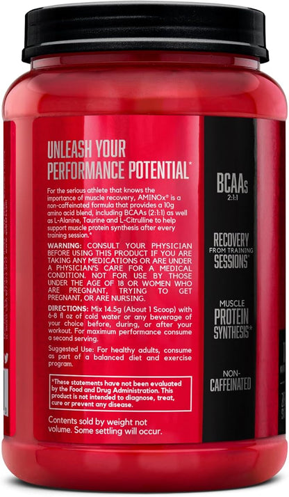 BSN Amino X Muscle Recovery & Endurance Powder with BCAAs, Intra Workout Support, 10 Grams of Amino Acids, Keto Friendly, Caffeine Free, Flavor: Blue Raz, 70 Servings (Packaging May Vary)