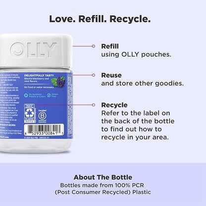 OLLY Extra Strength Sleep Gummy, Occasional Sleep Support, 5 mg Melatonin, L-Theanine, Chamomile, Lemon Balm, Sleep Aid, BlackBerry - 50 Count