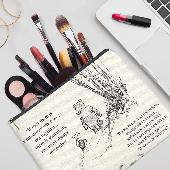 YeleY Encouragement Gifts for Women Girls, Inspirational Pooh Bear Gifts for Friends, Friendship Cosmetic Bag Pooh Bear Zipper Makeup Pouch