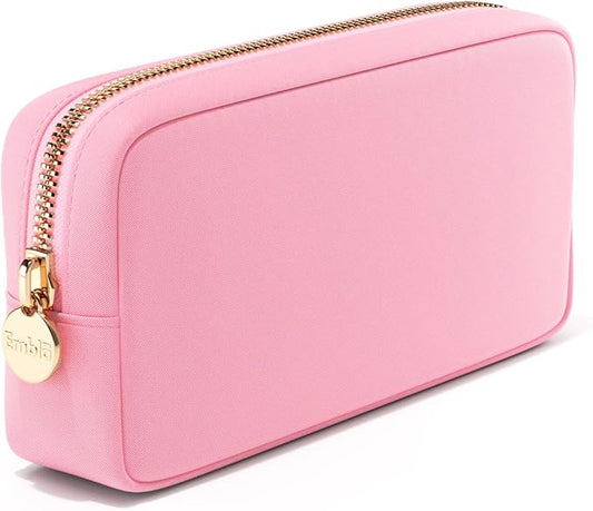 Embla Makeup Bag Travel Cosmetics Pouch and Toiletry Bag, Nylon Zipper Pouch Purse, Cute Make Up Organizer Storage Tote for Women Girls, Waterproof Travel Skincare Case, Small Makeup Bags, Ballet Pink