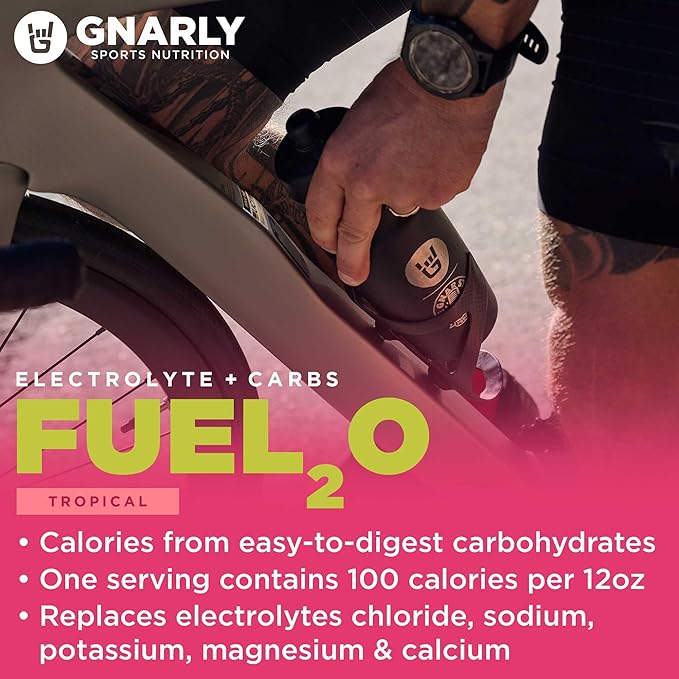 Gnarly Nutrition Fuel2O Electrolyte Powder Packs - Fuel 2O Endurance Nutrition, Electrolyte Solution, Fuel, Replenishment, and Recovery - Tropical, 10-Pack