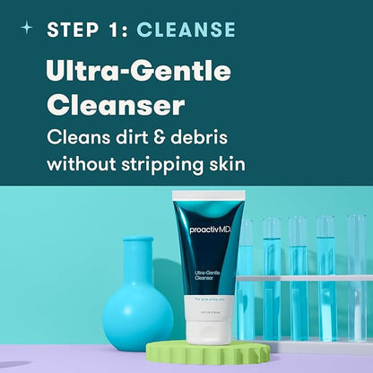 Proactiv MD 3-Step Routine, Ultra-Gentle Face Cleanser, 0.1% Adapalene Gel Treatment, Ultra-Hydrating Moisturizer, 90-Day Acne Treatment Kit