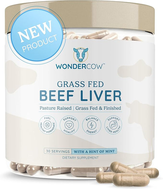Beef Liver Capsules Grass Fed Supplement - Desiccated & Natural Source of Protein, Iron, Vitamins A & B- Boosts Energy and Immunity | USA Grown, Non-GMO, Gluten Free