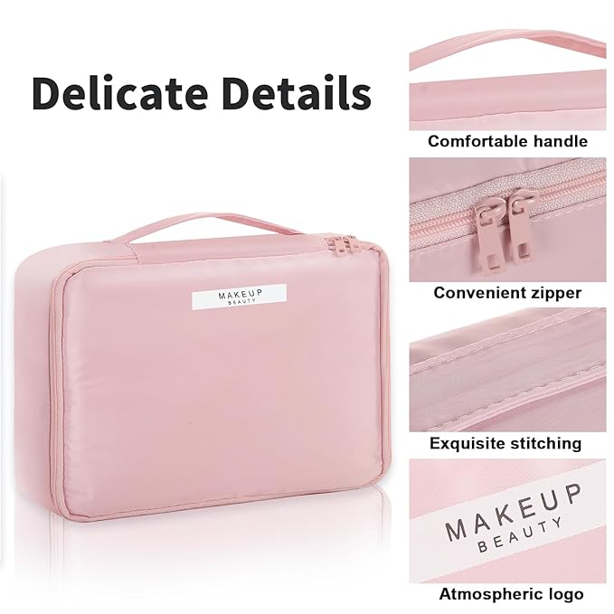 Travel Makeup Bag Cosmetic Bag Makeup Bag Toiletry bag for women and men (Pink-3pcs)