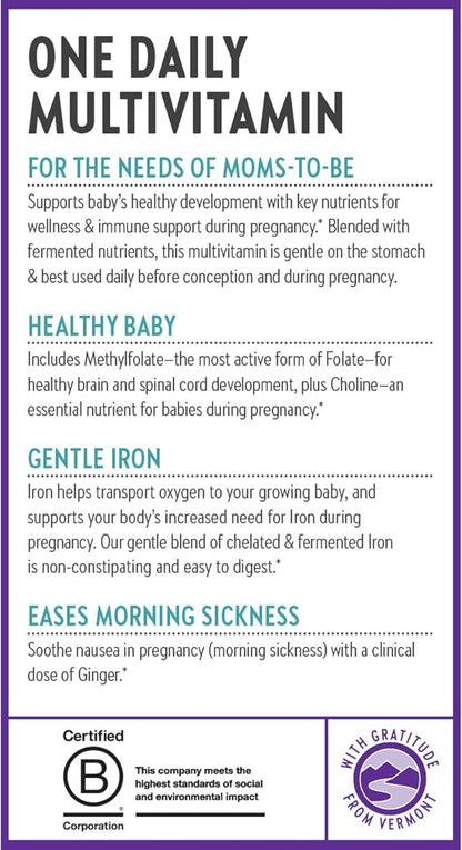 New Chapter Prenatal Vitamins, One Daily Prenatal Multivitamin with Methylfolate + Choline for Healthy Mom & Baby, Gluten Free & Non-GMO, 30 Count