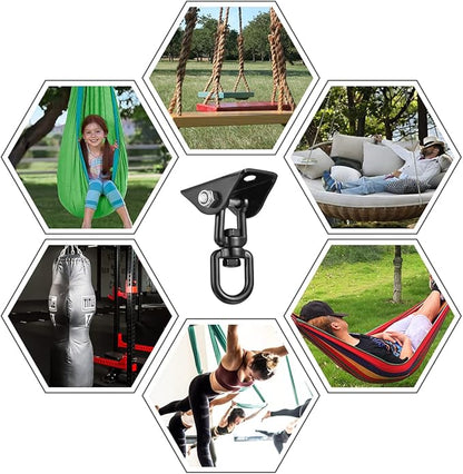 Hammock Hanging Kit,Hanging Chair Hardware 360°Rotating 1200 lb Capacity Hammock Hooks Heavy Duty,Hammock Chair Hanging Kit & Swing Ceiling Hook Snap for Hammock Chair Stand,Seat, Tree,Yoga,Gym(Black)