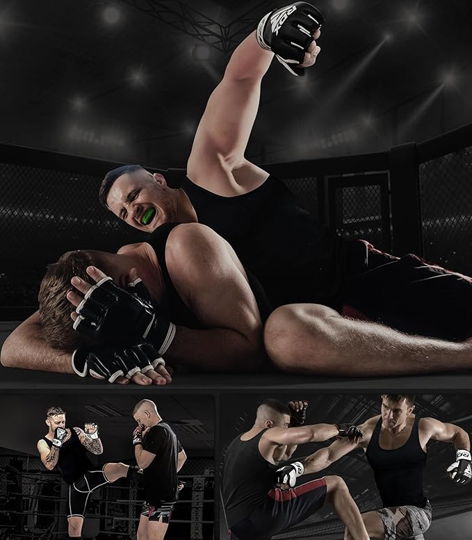 RDX MMA Gloves for Martial Arts Grappling Sparring Training, Cowhide Leather Open Palm and Wrist Strap, Padded Mitts for Muay Thai, Punching Bag, Speedball Workout Kickboxing Cage Fighting