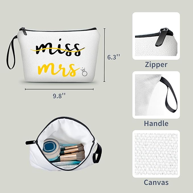 Wedding Gifts,Mrs Makeup Bag,Engagement Gifts for Daughter,Bachelorette Party,Bride Make Up Pouch,Bachelorette Gifts for Bride,Wedding Registry Gifts,Gifts for Newly Engaged Couples