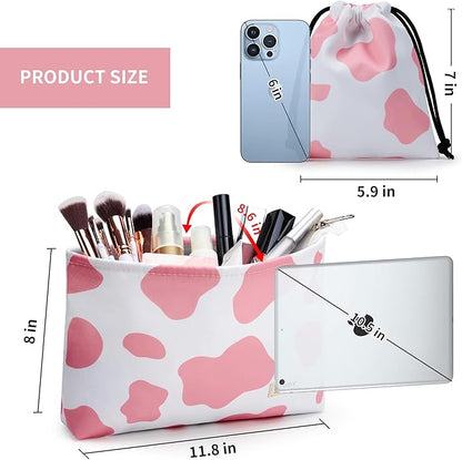 WLLWOO WLLWOO 2pcs Travel Make Up Bags-Cosmetic Bag Nylon Waterproof Large Wide Zipper Coin Purse Travel Toiletry Small Makeup Pouch For Women