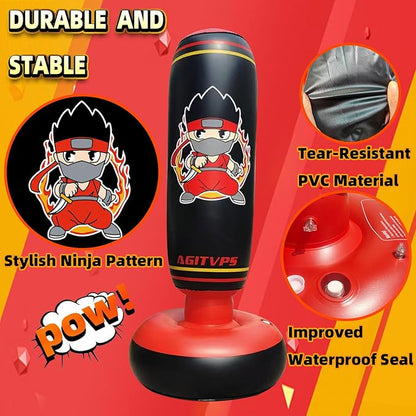Inflatable Punching Bag Set, 66" Punching Bag for Boys & Girls Aged 8-12 with Kids Boxing Gloves, Super Air Pump | Suitable for Children's Daily Exercise, Happy Family Time