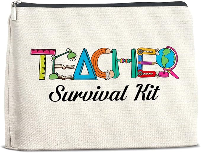 Teacher Survival Kit Makeup Bag Teacher Gifts for Women, Gifts for Teachers Zipper Makeup Pouch
