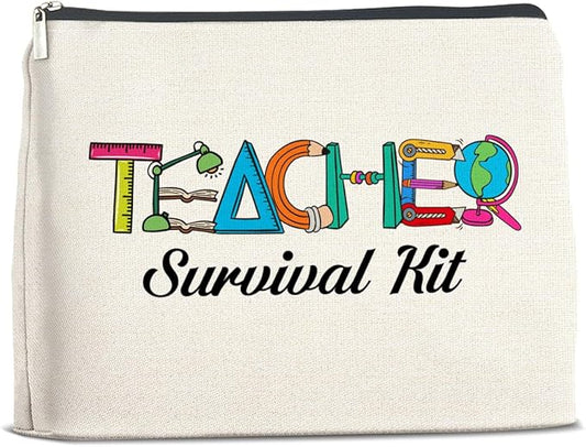 Teacher Survival Kit Makeup Bag Teacher Gifts for Women, Gifts for Teachers Zipper Makeup Pouch