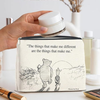 YeleY Pooh Bear Gifts for Women Girls, Classic Pooh Bear Makeup Bag Inspirational Gift for Girls Women Friends Sisters Daughter Pooh Bear Cosmetic Bag