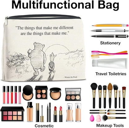 YeleY Pooh Bear Gifts for Women Girls, Classic Pooh Bear Makeup Bag Inspirational Gift for Girls Women Friends Sisters Daughter Pooh Bear Cosmetic Bag
