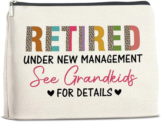 Retirement Gifts for Women Makeup Bag, Retired Gifts for Grandma Nana Cosmetic Bag Zipper Makeup Pouch for Mothers Day Birthday Christmas